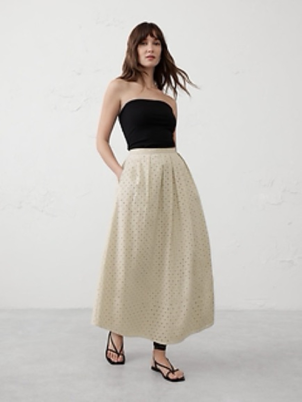 Banana Republic Factory Cream Eyelet Midi Skirt